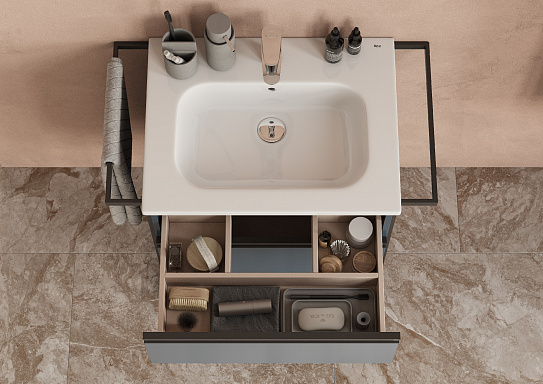 Тумба с раковиной Roca Domi 60 2 ящика ZRU9307867, синий матовый