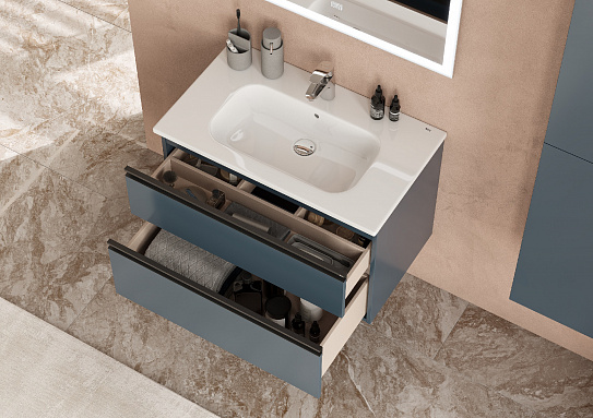 Тумба под раковину Roca Domi 80 2 ящика синий матовый ZRU9307868