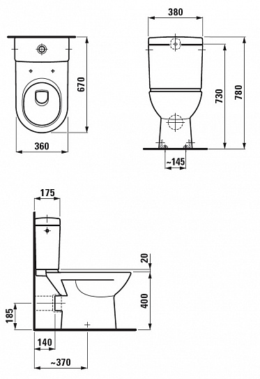 Чаша напольного унитаза Laufen Pro 2495.6