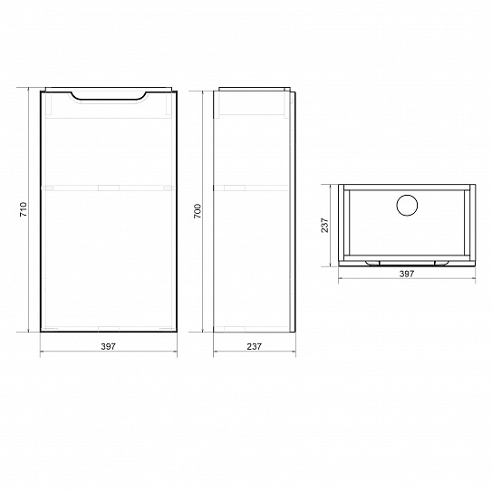 Тумба напольная правая MIRSANT Soho Quadro 40 УТ000082467 (раковина Fest-40)