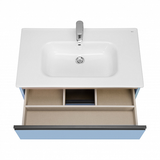 Тумба под раковину Roca Domi 80 2 ящика небесный синий матовый ZRU9307871