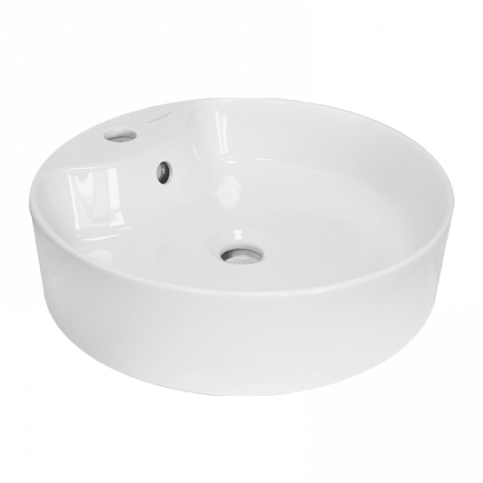 Раковина накладная 43 см круглая Sanita Luxe Best Shelf 43 BST43SLWB01SH  с отверстием под смеситель