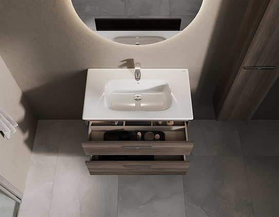 Тумба под раковину Roca Victoria 80 городской дуб 2 ящика A857470402