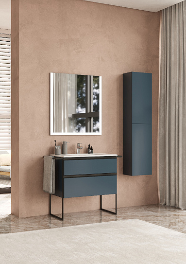 Тумба под раковину Roca Domi 80 2 ящика синий матовый ZRU9307868