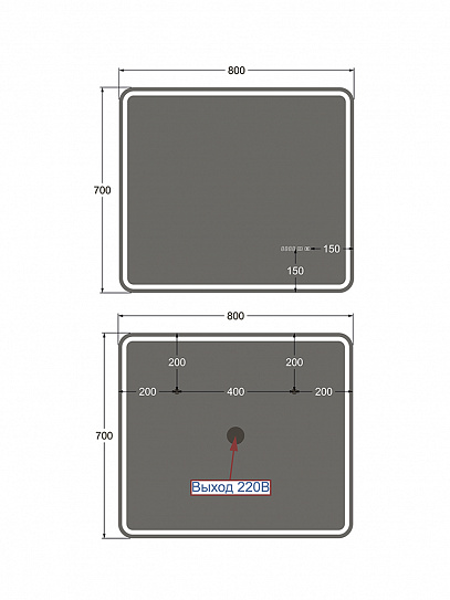 Зеркало в ванную с подсветкой и подогревом Monterey Аделия Люкс 80x70 (холодный свет, мультиблок, на касание)
