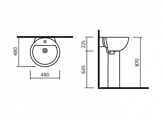 Раковина подвесная 48х48 Sanita Luxe Аrt ARTSLWB01, округлая, под пьедестал