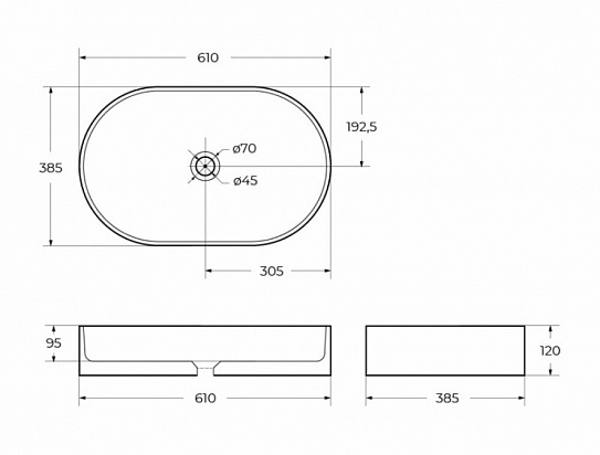 Накладная раковина 61х39 овальная BelBagno BB1479