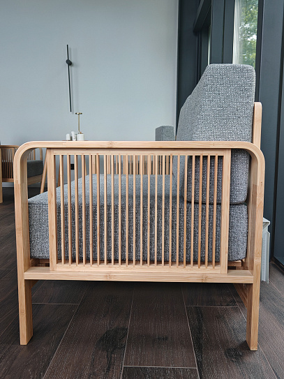 Диван на каркасе из бамбука с подушками Nature Bamboo+ Grey Fabric 1340 FN-060D-1