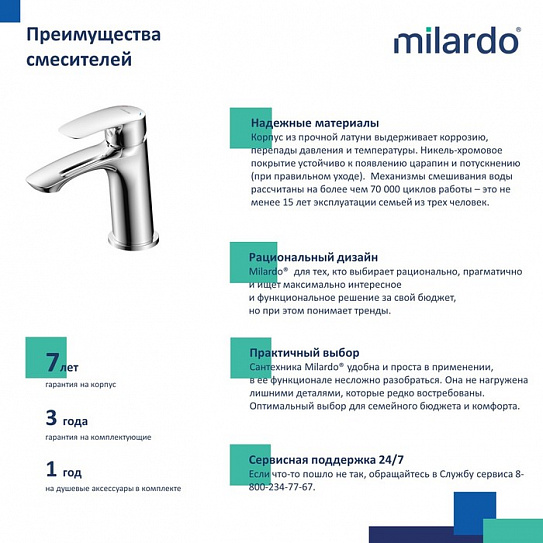 Смеситель для умывальника Milardo Rora глянцевый хром RORSB00M01