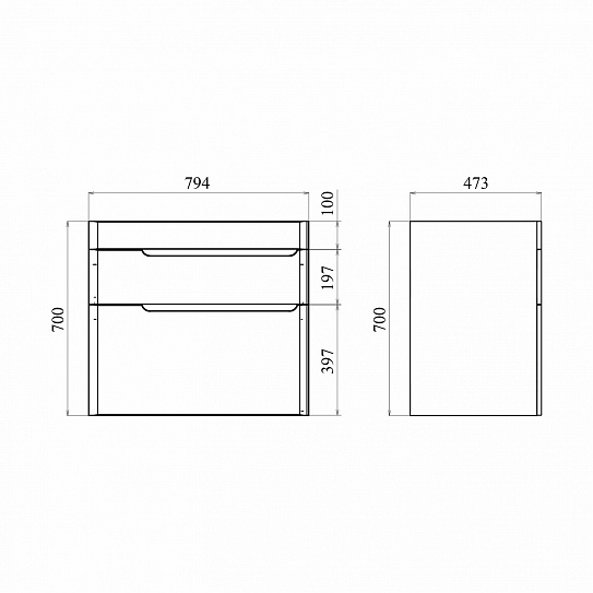 Тумба напольная MIRSANT Flat 80/2 УТ000099164 (раковина Astra 80)