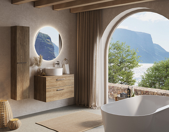 Тумба с раковиной Roca Victoria 80 2 ящика A857470517,орех