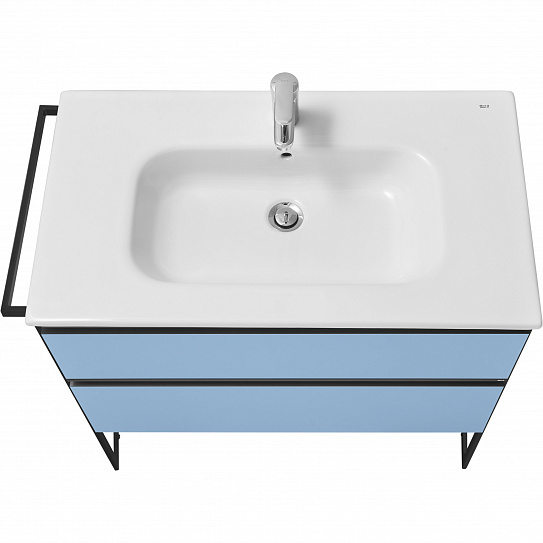 Тумба с раковиной Roca Domi 80 2 ящика ZRU9307871, небесный синий матовый