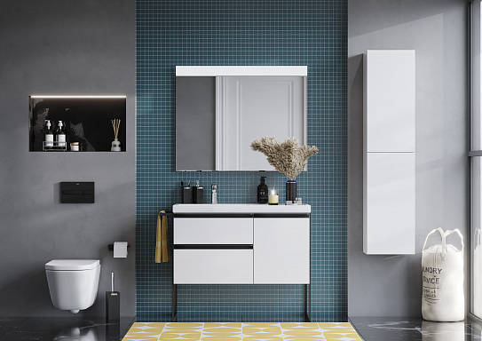 Тумба под раковину Roca Domi 100 белый глянец 2 ящика, левая A857477806