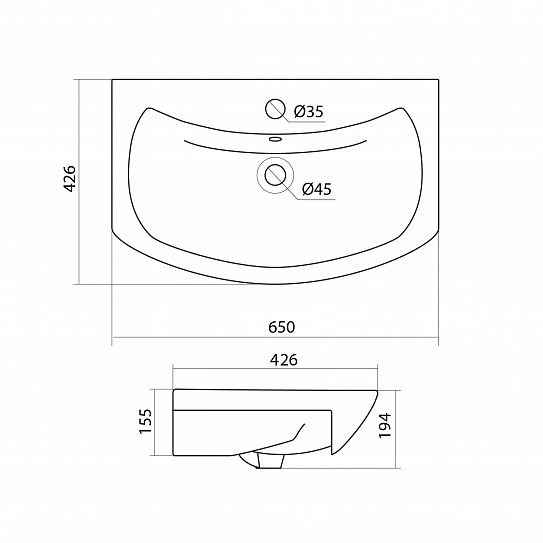 Раковина AQUATON Балтика 65 1WH207775