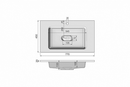 Раковина мебельная Modul 80 Velvex 4627173210430 из литьевого мрамора