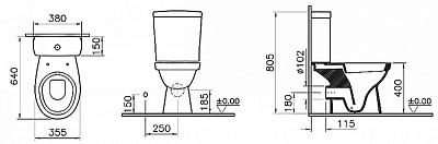 Напольный унитаз Vitra Norm Eisberg с функцией биде, крышка термопласт с микролифтом 9844B099-7204