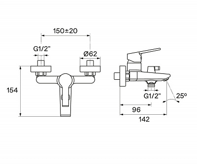 Смеситель для ванны Santek Найра WH5A10001C001