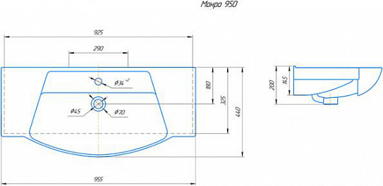 Раковина OPADIRIS Монро 95 (Кировит) фаянс