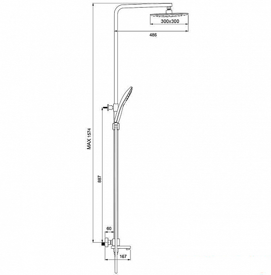 Душевая система с верхним душем Gappo G2417-60 черный