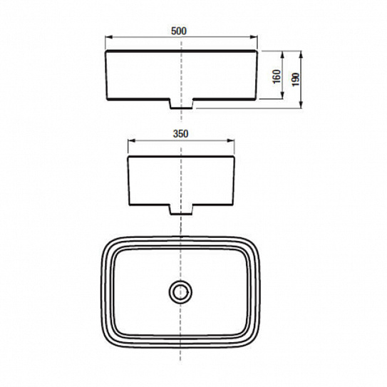 Раковина накладная 50 Aquaton Roca Mila 50 732700B000 прямоугольная