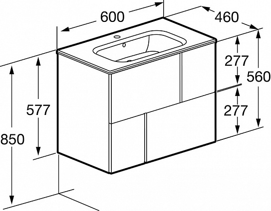 Тумба с раковиной Roca Luna 60 2 ящика ZRU9307766, синий