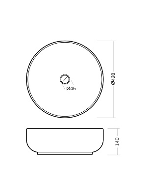 Раковина накладная круглая 42 MONTEREY ZT-2006 фарфор