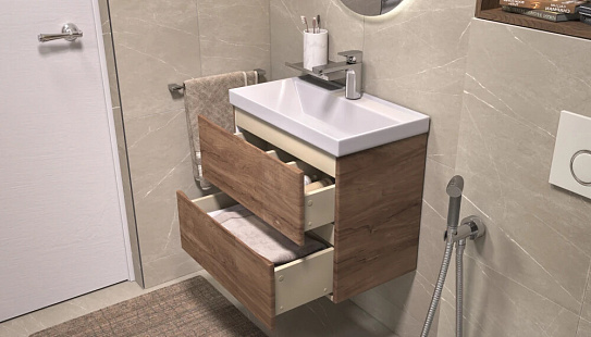 Тумба навесная под раковину Mondi 600-0-2 Velvex Madera Classica Slim