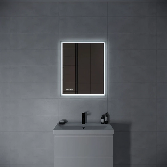 Зеркало с LED подсветкой 70x85 Cersanit 080 design pro часы с антизапотеванием