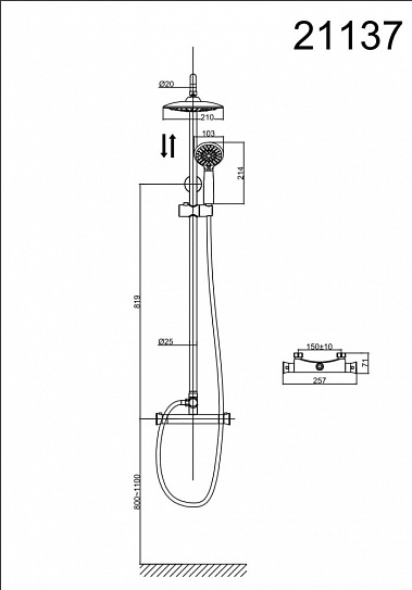 Душевая система с термостатом D&K Bayern Potsdam DA2113701B09