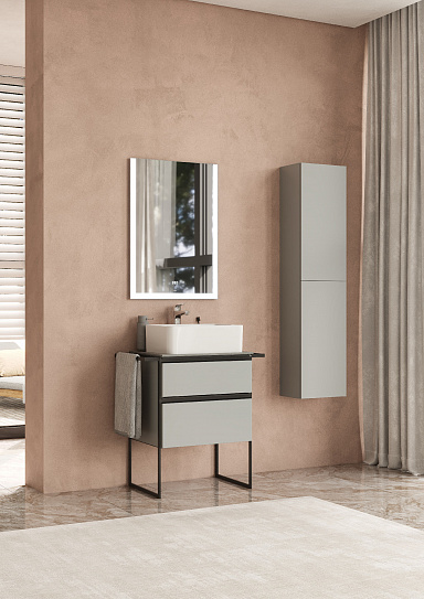 Тумба с раковиной Roca Domi 60 2 ящика серый матовый ZRU9307873