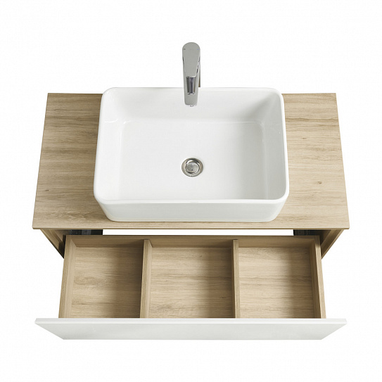Тумба под накладную раковину Aquaton Либерти 90 дуб эльвезия белый глянец 1A279901LYC70