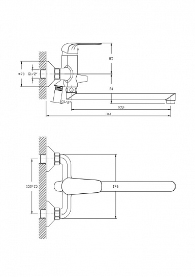 Смеситель для ванны с длинным поворотным изливом RUSH Fiji FI1835-51