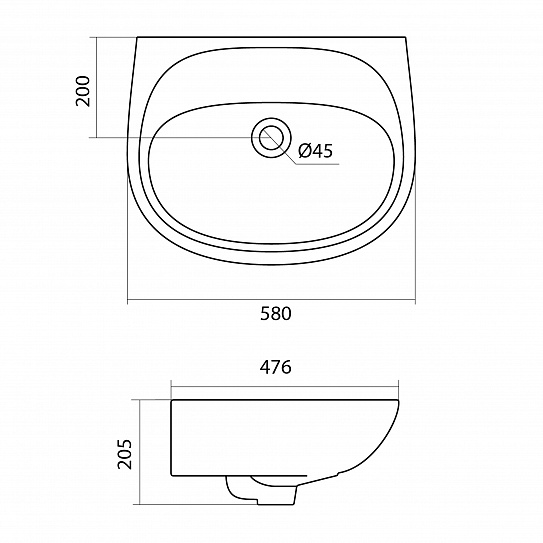 Раковина Santek Анимо 60 без отверстия под смеситель 1WH110505