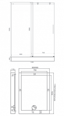 Душевое ограждение Good Door Puerta WTW-130-C-CH