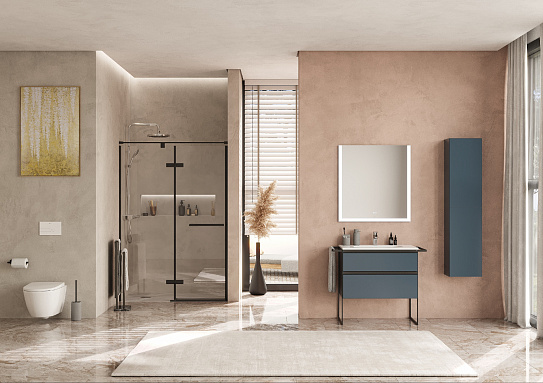 Тумба под раковину Roca Domi 80 2 ящика синий матовый ZRU9307868