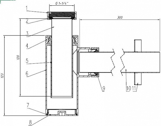Сифон для раковины ARROWHEAD 1-1/4" рег высоты 120мм отвод 300мм 730005