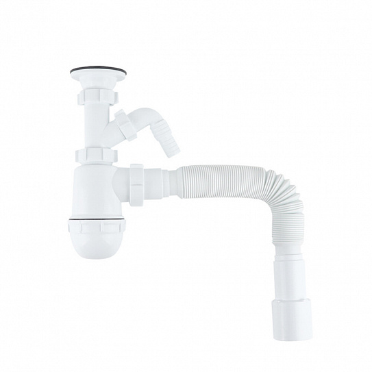 Сифон бутылочный, 1.1/2x40мм, с выпуском, гофротрубой 40/50мм и отводом, IDDIS, 900AVG1010VD