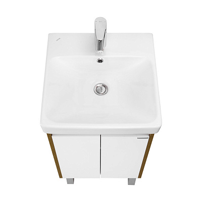 Тумба под раковину AQUATON Сканди Doors 45 белый глянец/дуб рустикальный 1A278701SDZ90