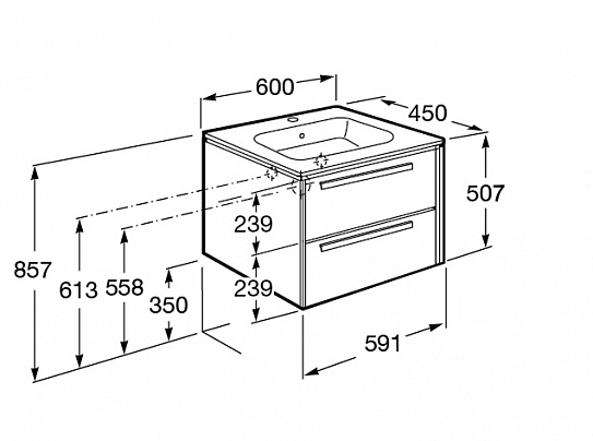 Тумба под раковину Roca Lago 60 белый глянец 857295806