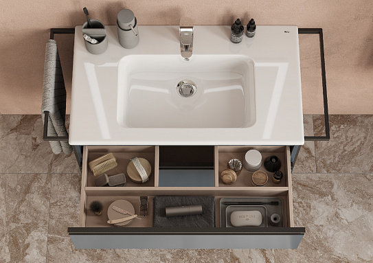 Тумба под раковину Roca Domi 80 2 ящика синий матовый ZRU9307868