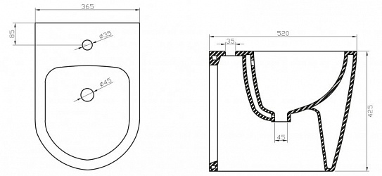 Биде напольное BelBagno Marino BB105B