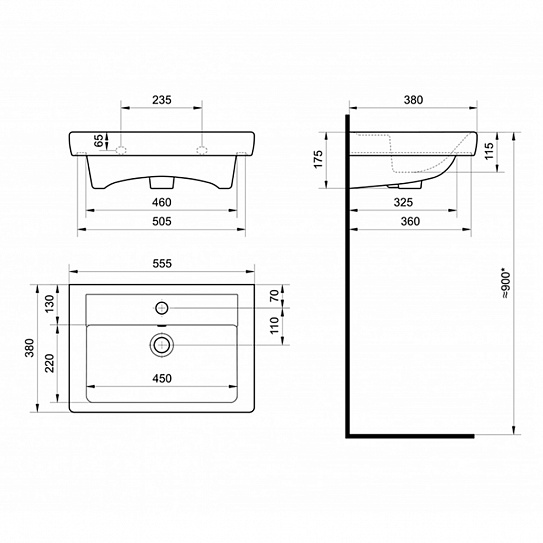 Раковина Aquaton Тигода 55 1WH302127 мини