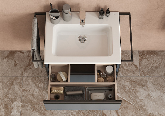 Тумба с раковиной Roca Domi 60 2 ящика ZRU9307867, синий матовый