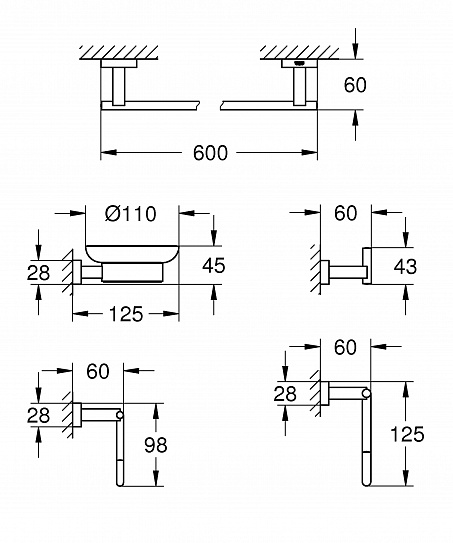 Набор аксессуаров GROHE ESSENTIALS CUBE 40758001