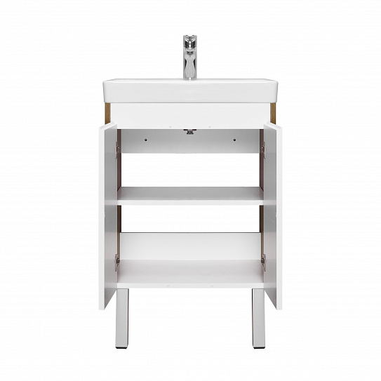 Тумба с раковиной AQUATON Сканди Doors 55 белый глянец/дуб рустикальный 1A278801SDZ90