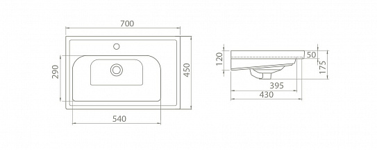 Раковина мебельная Cerastyle Frame 70, 031100-u