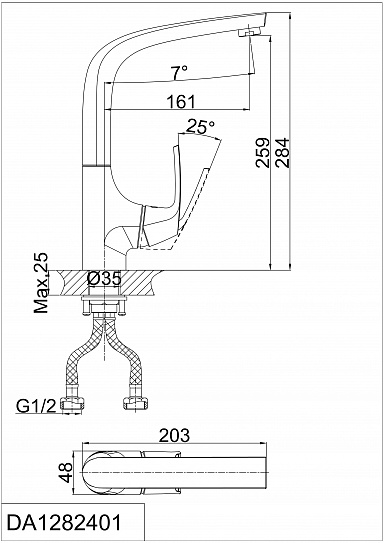 Смеситель для кухни d&k rhein.Feuerbach Da1282401 высокий хром
