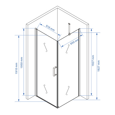 Душевое ограждение 100х100 левое MONTEREY EX-217L хром матовое стекло 8мм