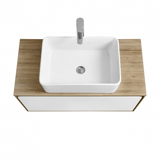 Тумба под накладную раковину Aquaton Либерти 90 дуб эльвезия белый глянец 1A279901LYC70