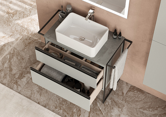 Тумба под раковину Roca Domi 80 2 ящика серый матовый ZRU9307874